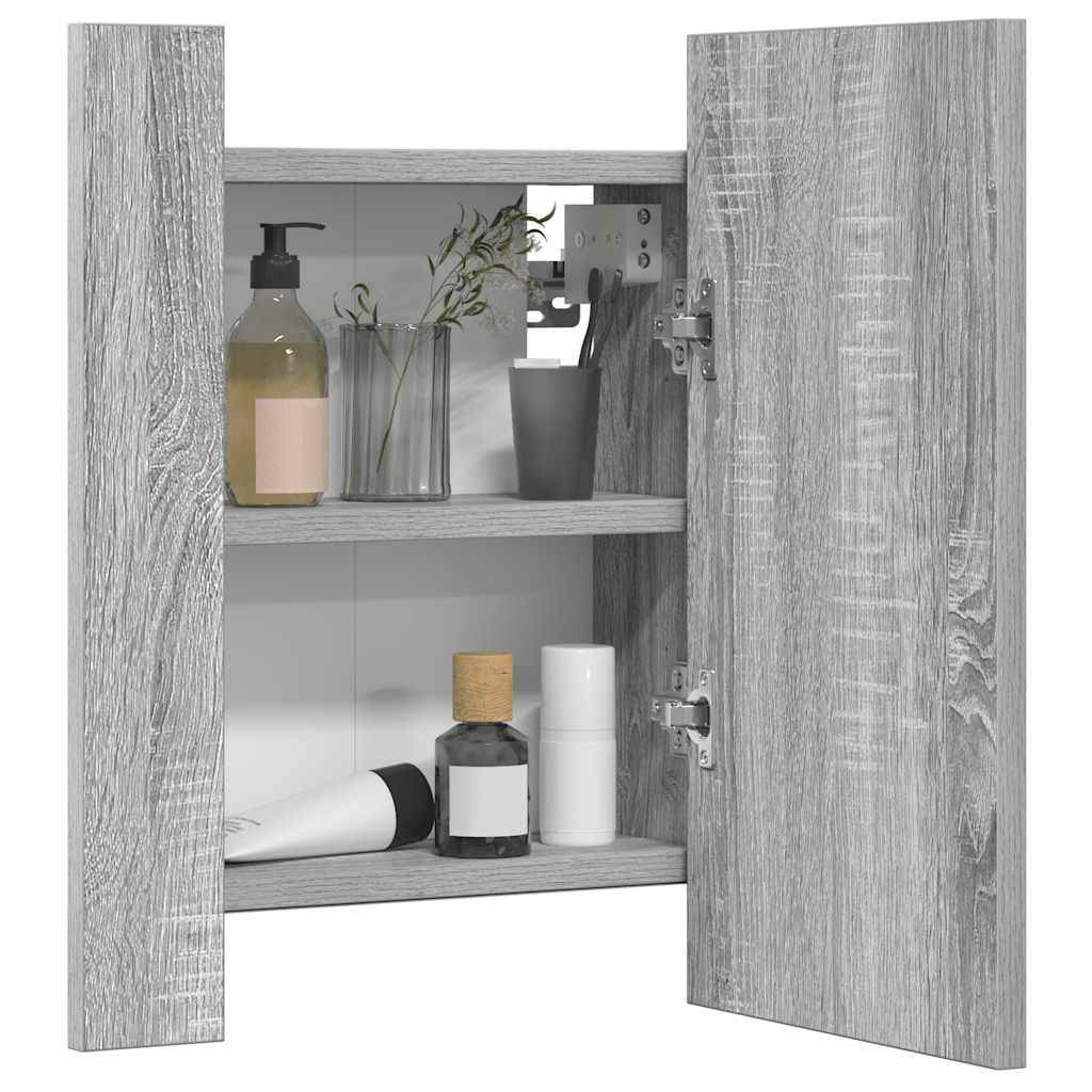vidaXL LED-Spiegelschrank Grau Sonoma 40x12x45 cm Holzwerkstoff