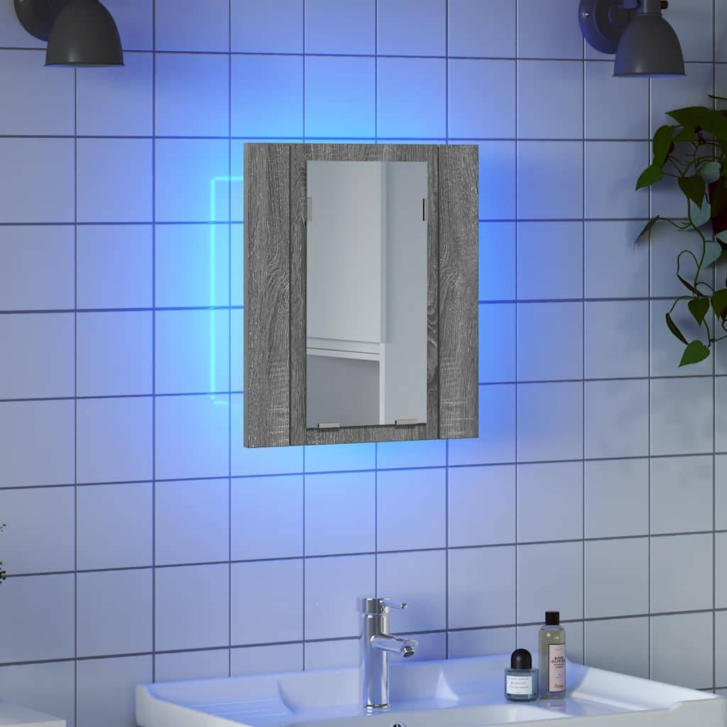 vidaXL LED-Spiegelschrank Grau Sonoma 40x12x45 cm Holzwerkstoff