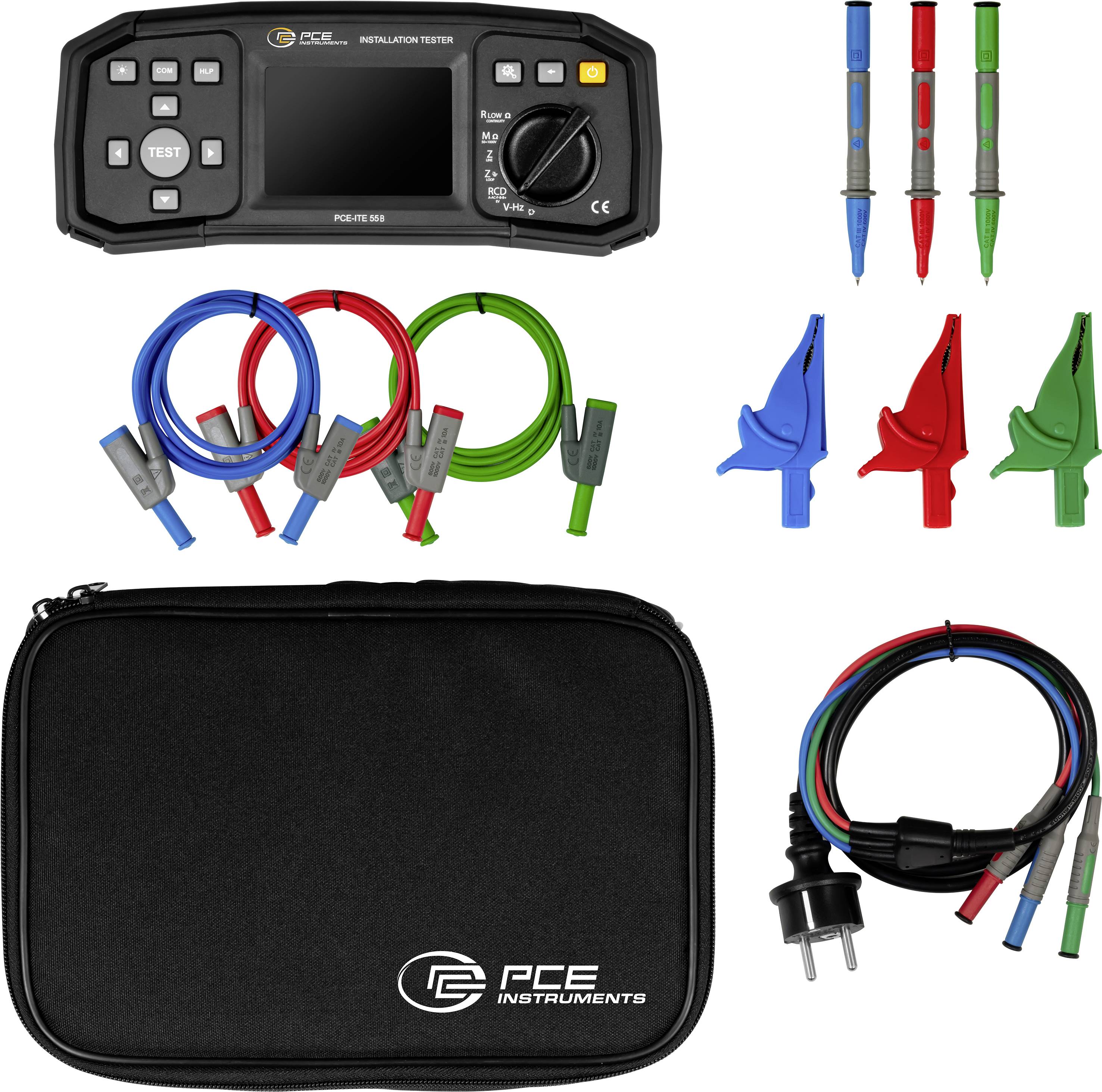 PCE Instruments Installationstester PCE-ITE 55B nach EN 61557 |DIN VDE0100 |RCD Typ A, AC, B, B+, F |EV Prüfung optional
