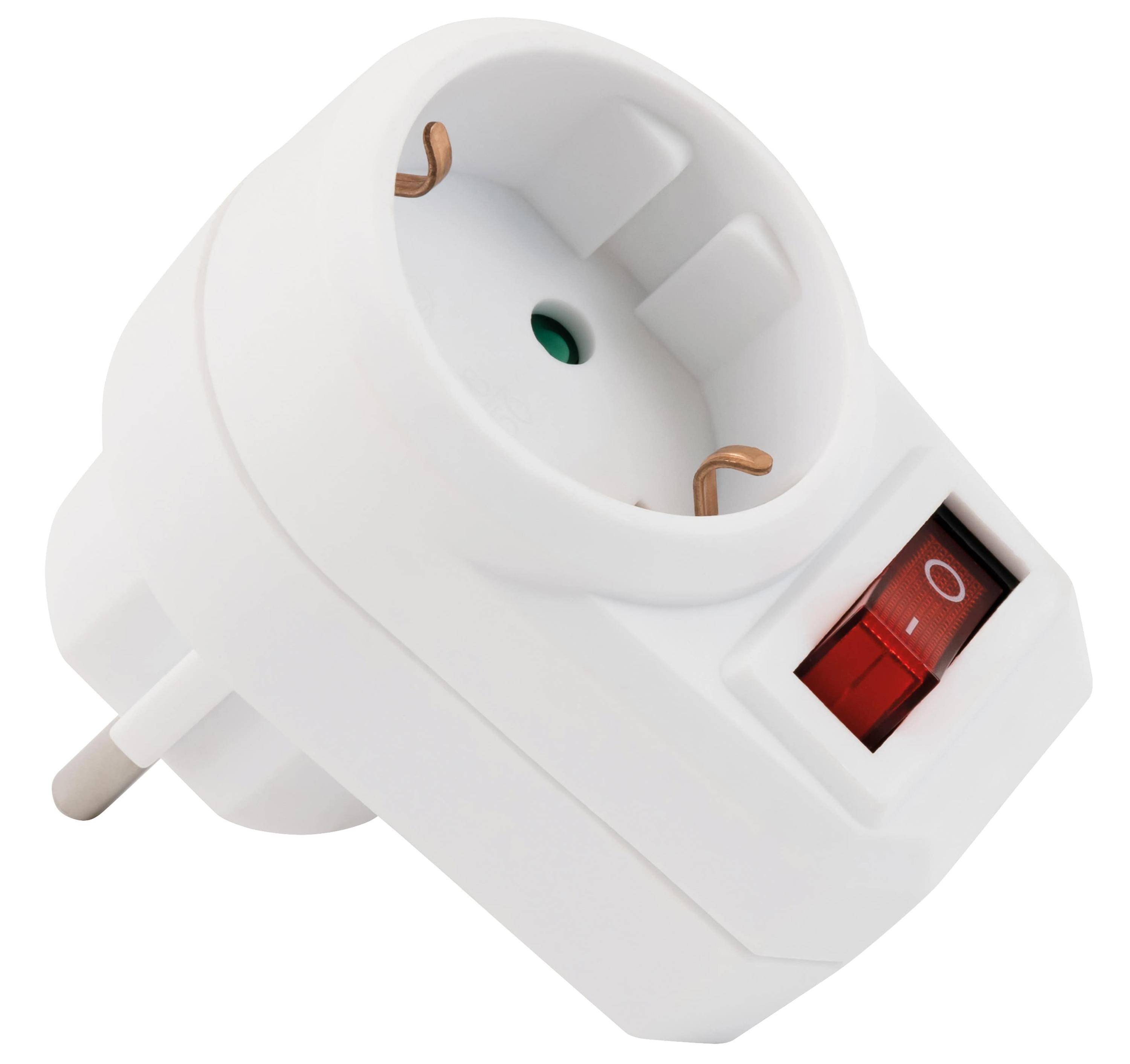 Steckdosenadapter McPower mit Schalter, 230V/3500W, 1-poliger AN/AUS Schalter