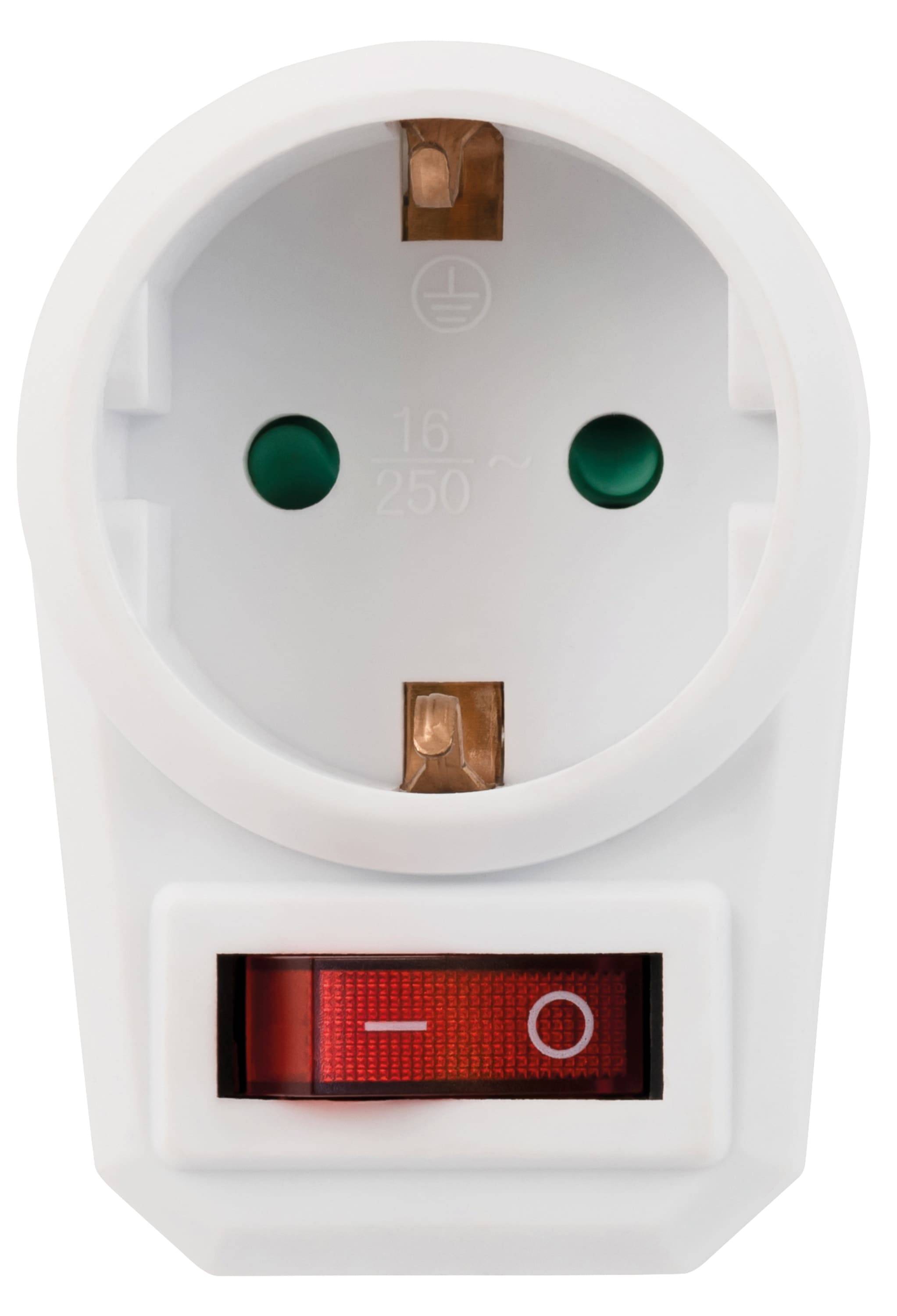 Steckdosenadapter McPower mit Schalter, 230V/3500W, 1-poliger AN/AUS Schalter