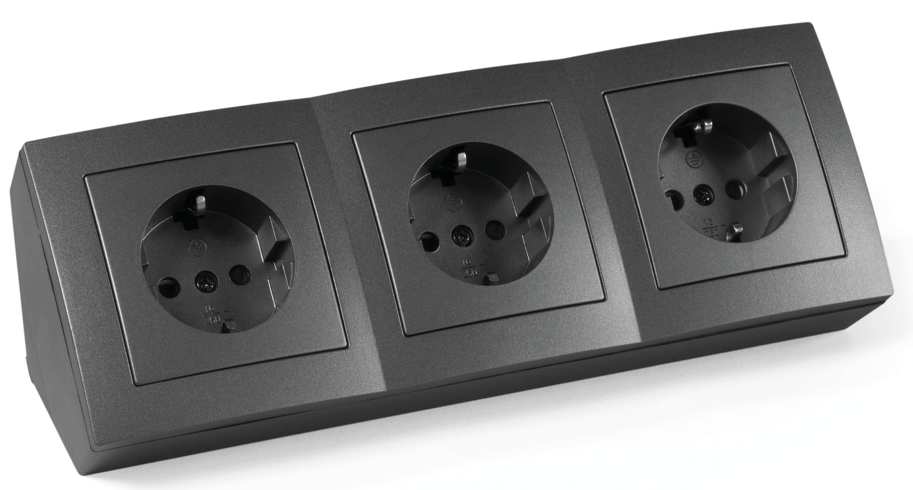 McPower - Steckdosenblock "Flair" 3-fach, 250V/16A anthrazit