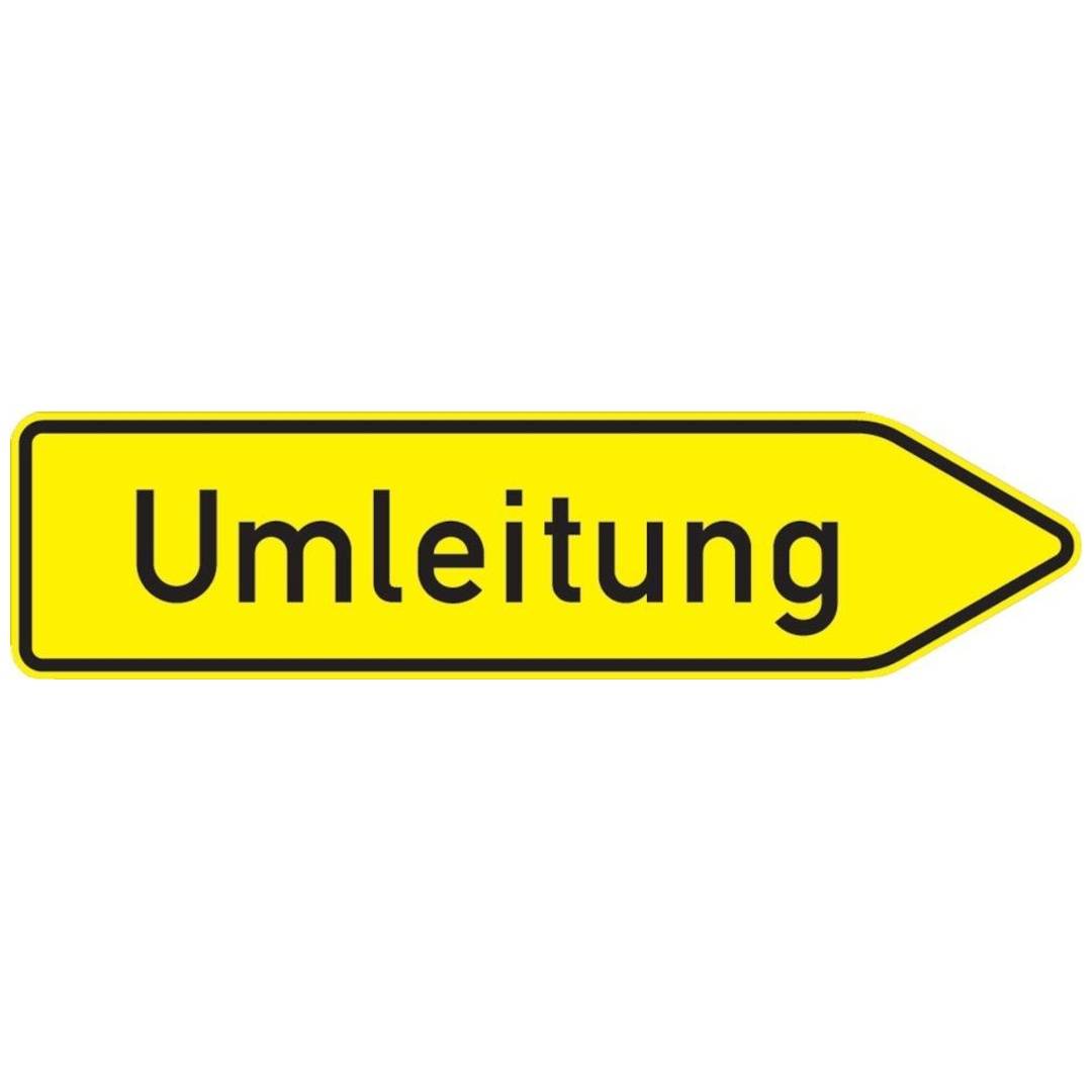 Verkehrszeichen 454-20, 1250x350 mm, Umleitung rechtsweisend, RAL-Gütezeichen Folie RA1