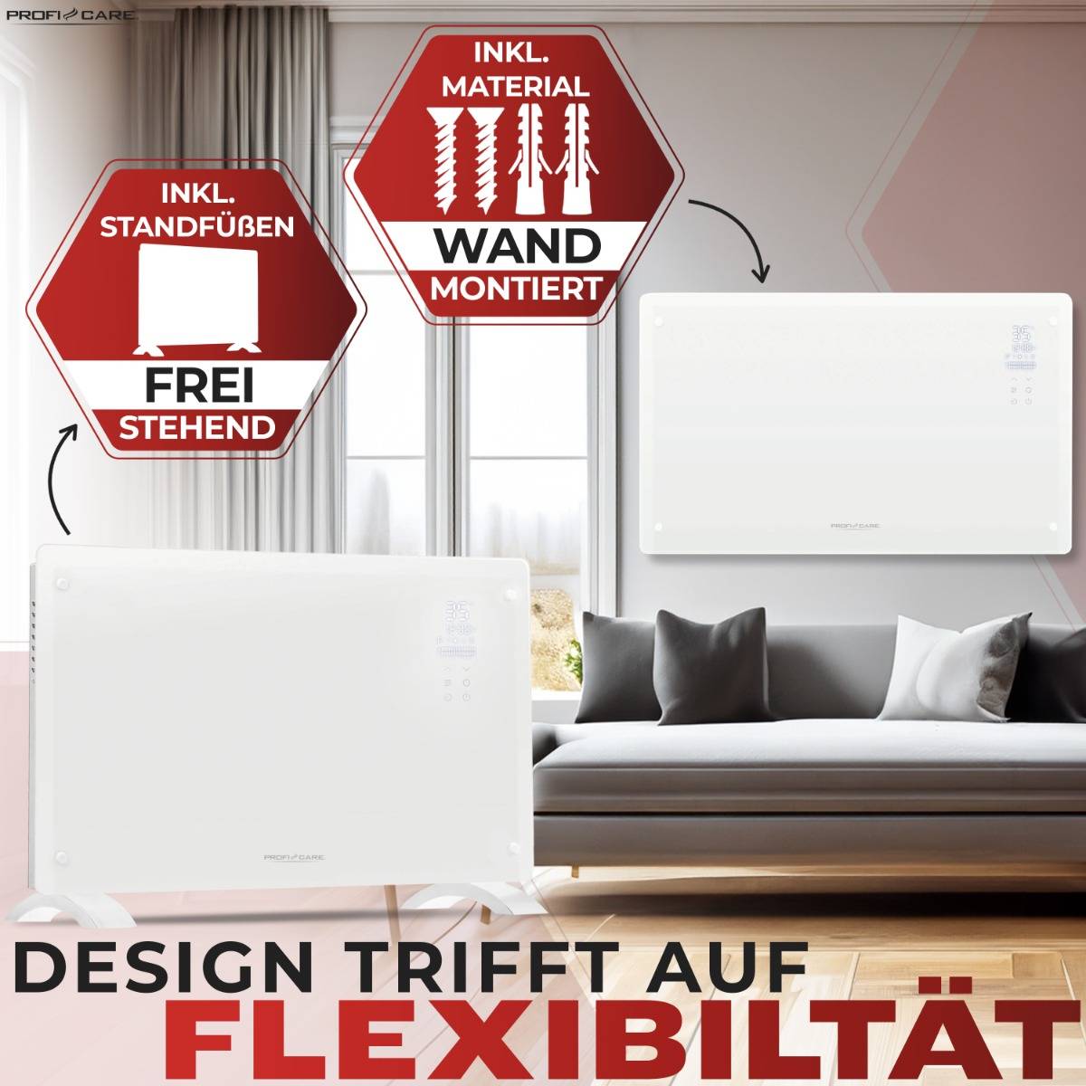 PROFI CARE Glas-Konvektorheizung PC-GKH 3119, schwarz