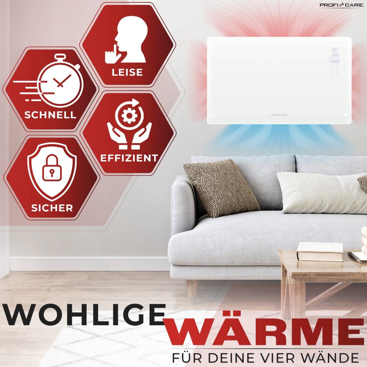 PROFI CARE Glas-Konvektorheizung PC-GKH 3119, schwarz