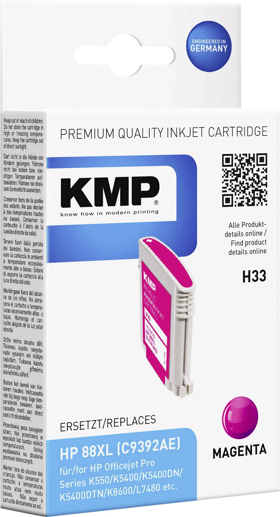 KMP Druckerpatrone ersetzt HP 88 Kompatibel Magenta H33 1704,4926