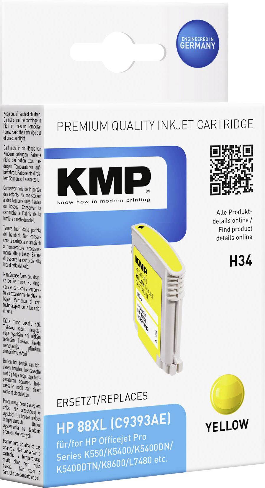KMP Druckerpatrone ersetzt HP 88 Kompatibel Gelb H34 1704,4939