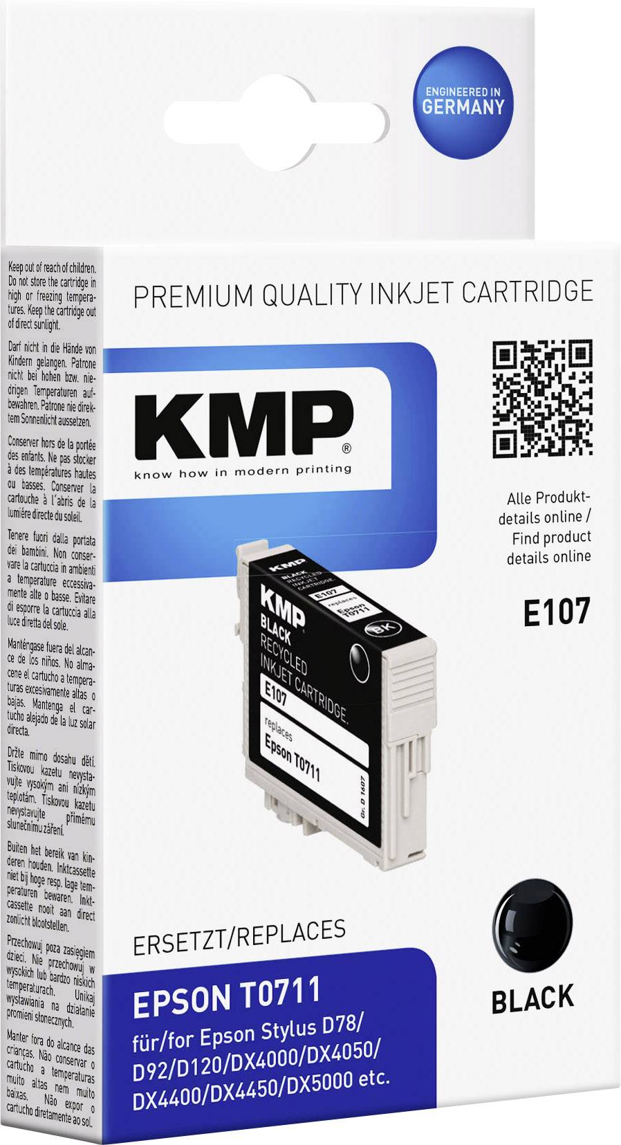 KMP Druckerpatrone ersetzt Epson T0711 Kompatibel Schwarz E107 1607,4001