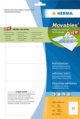 Herma 10010 Universal-Etiketten 88.9 x 46.6 mm Papier Weiß 300 St. Wiederablösbar Tintenstrahldrucker, Laserdrucker, Farblaserdrucker, Kopierer, Far