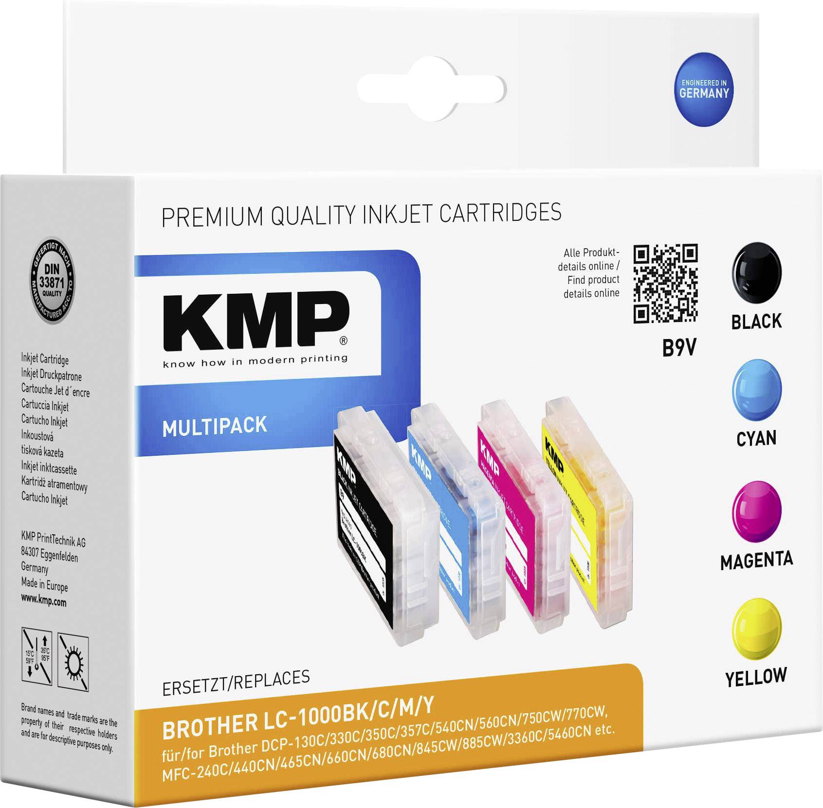 KMP Druckerpatrone ersetzt Brother LC-1000 Kompatibel Kombi-Pack Schwarz, Cyan, Magenta, Gelb B9V 1035,0005
