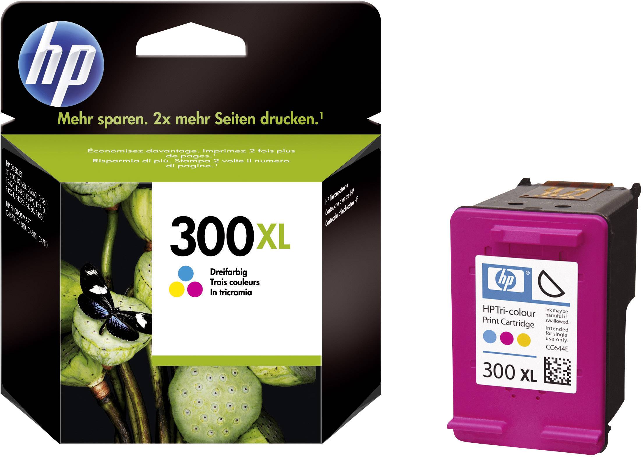 HP Druckerpatrone 300 XL Original Cyan, Magenta, Gelb CC644EE
