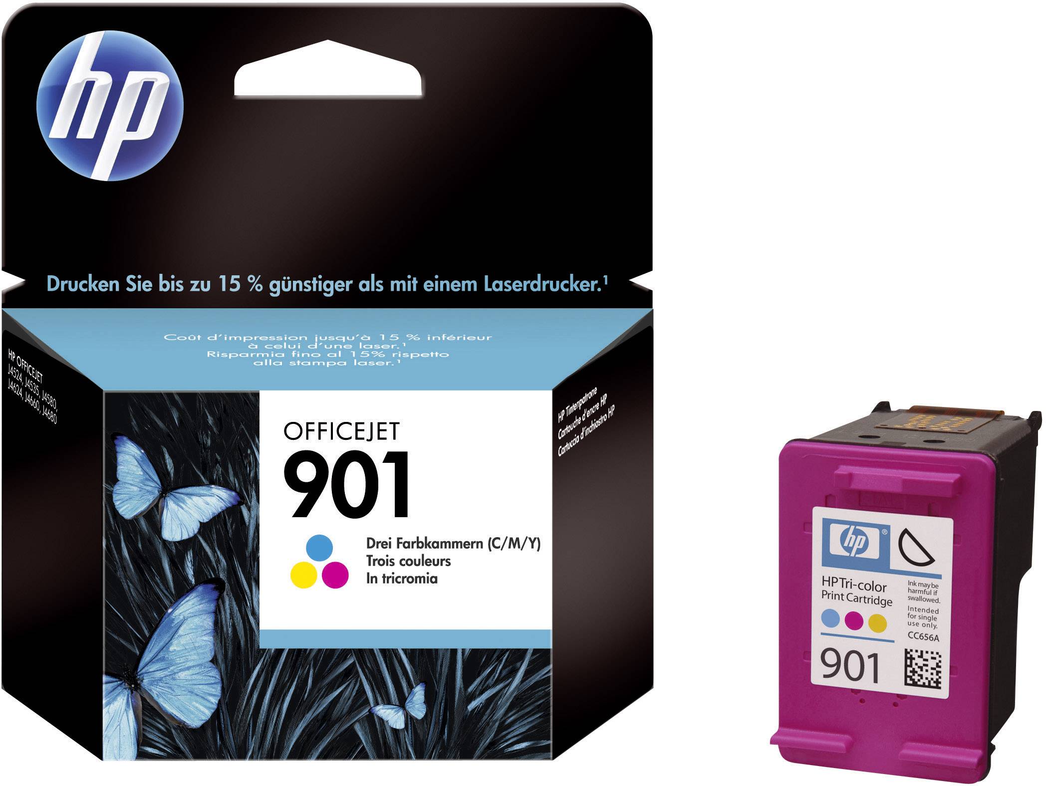 HP Tinte 901 Original Cyan, Magenta, Gelb CC656AE Druckerpatrone