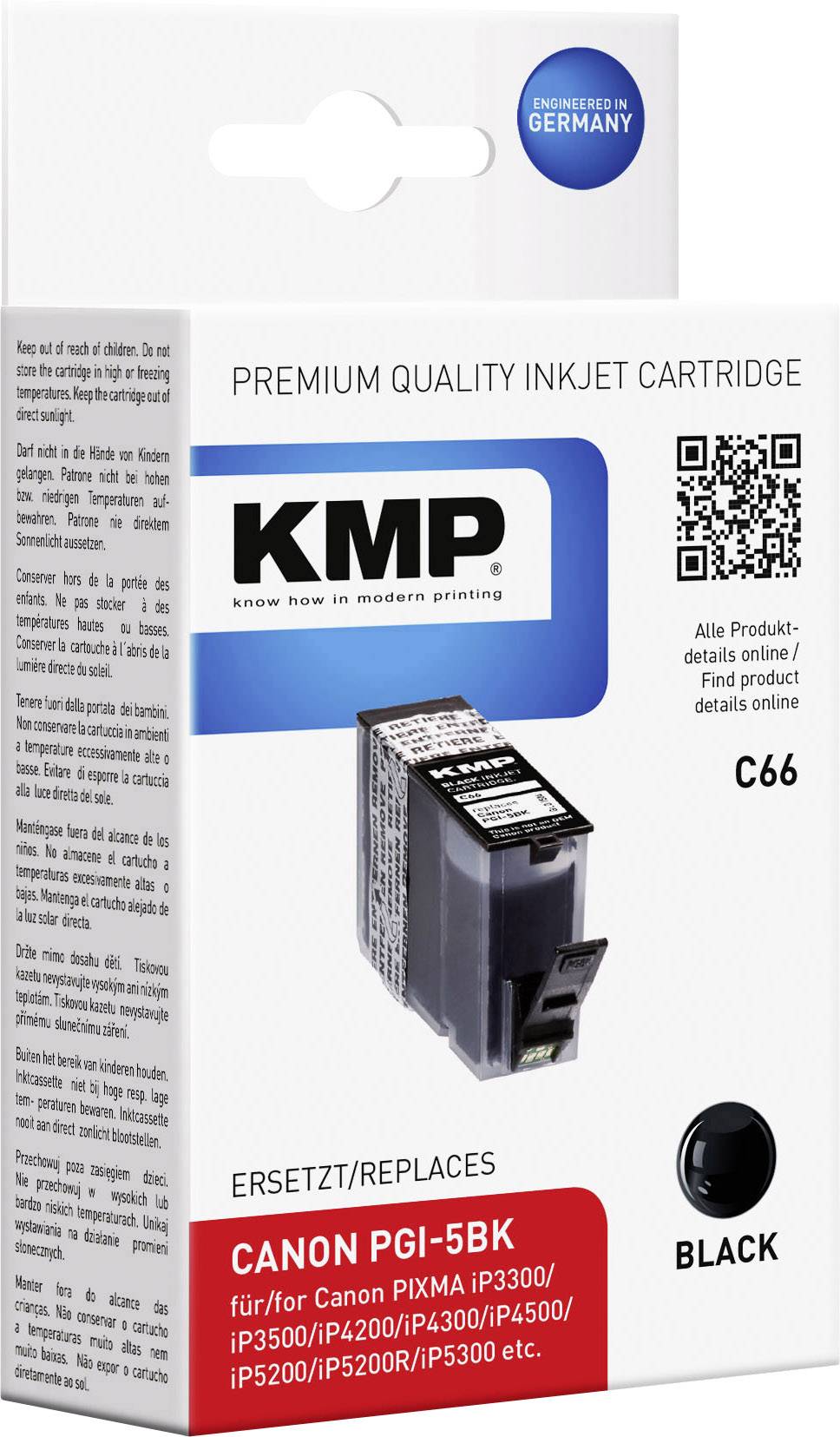 KMP Druckerpatrone ersetzt Canon PGI-5 Kompatibel Schwarz C66 1504,0001