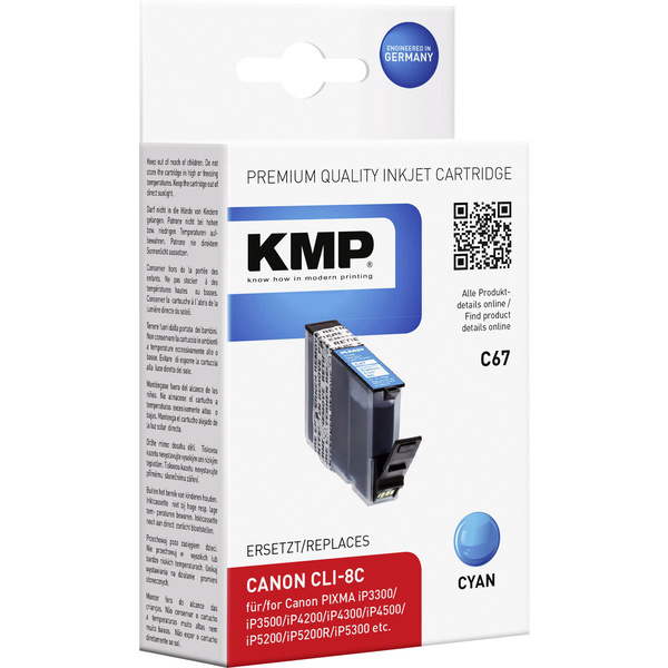 KMP Druckerpatrone ersetzt Canon CLI-8 Kompatibel Cyan C67 1505,0003