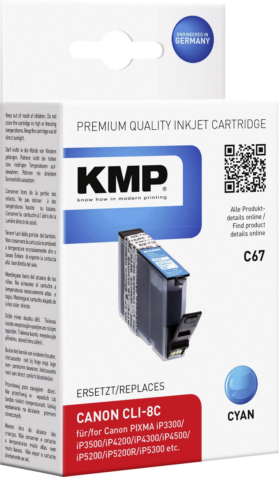 KMP Druckerpatrone ersetzt Canon CLI-8 Kompatibel Cyan C67 1505,0003