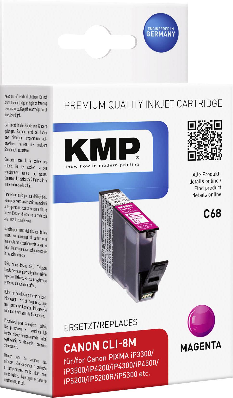KMP Druckerpatrone ersetzt Canon CLI-8 Kompatibel Magenta C68 1505,0006
