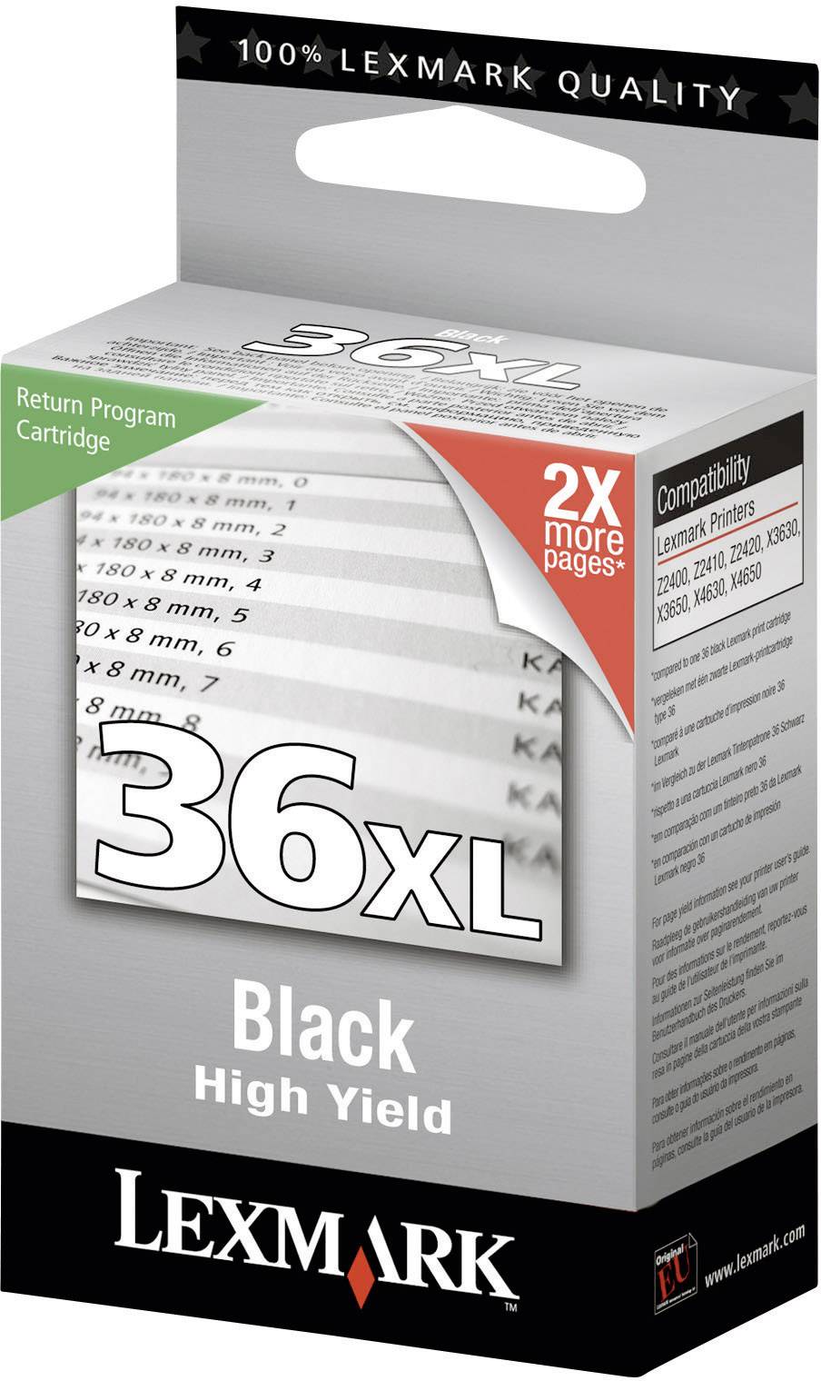 Lexmark Cartridge No. 36XL - Hohe Ergiebigkeit - Schwarz - Original - Tintenpatr