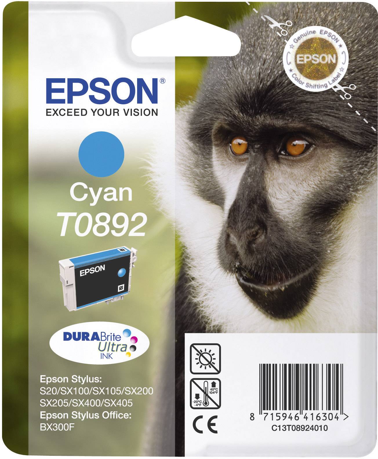 Epson Druckerpatrone T0892 Original Cyan C13T08924011