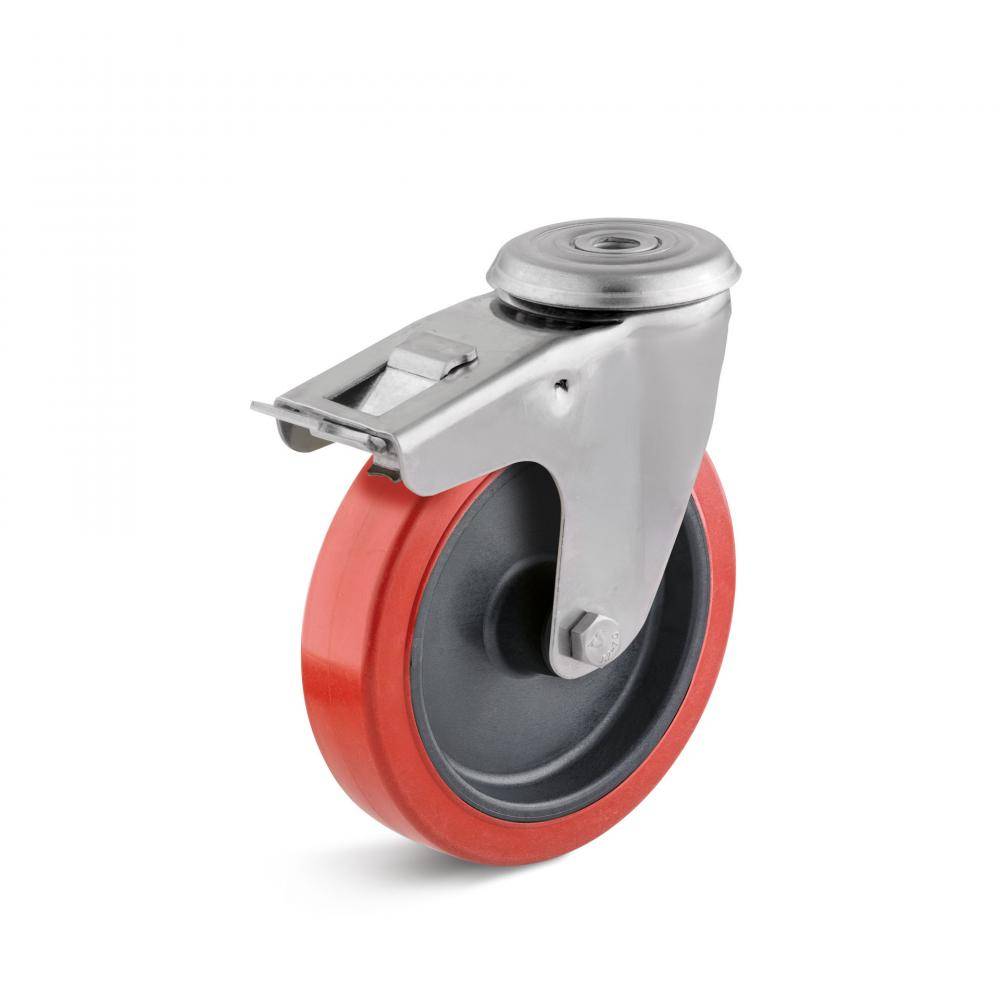 Lenkrolle - Kunststoffrad - Feststeller - Rad-Ø 100 mm - Bauhöhe 128 mm - Tragkraft 100 kg