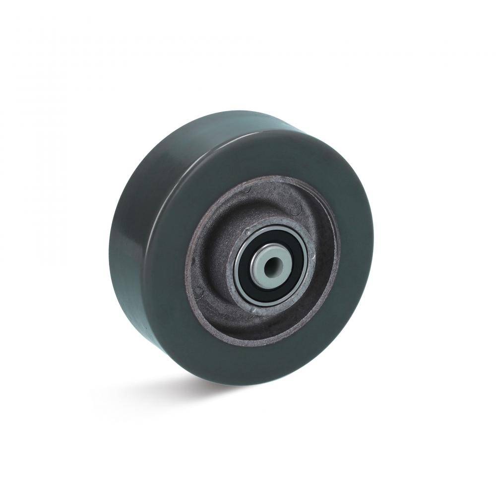 Elastik Polyurethanrad - Grauguss-Felge - Kugellager - Rad-Ø 100 mm - Tragkraft 150 kg