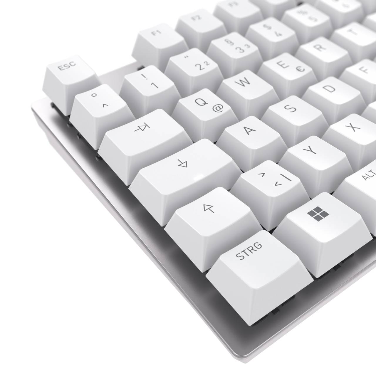 Cherry KC 200 MX, Volle Größe (100%), Kabelgebunden, USB, Mechanischer Switch, QWERTY, Silber, Weiß
