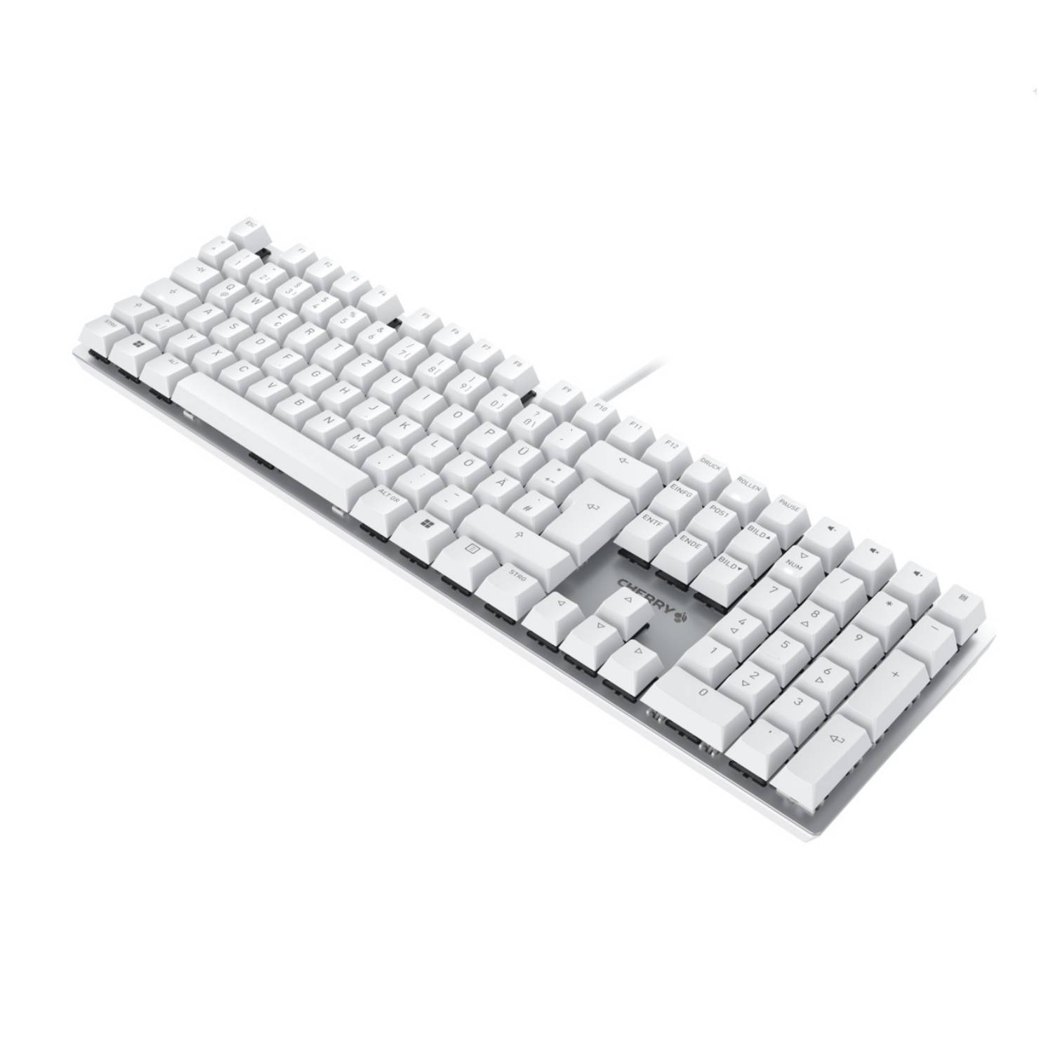 Cherry KC 200 MX, Volle Größe (100%), Kabelgebunden, USB, Mechanischer Switch, QWERTY, Silber, Weiß