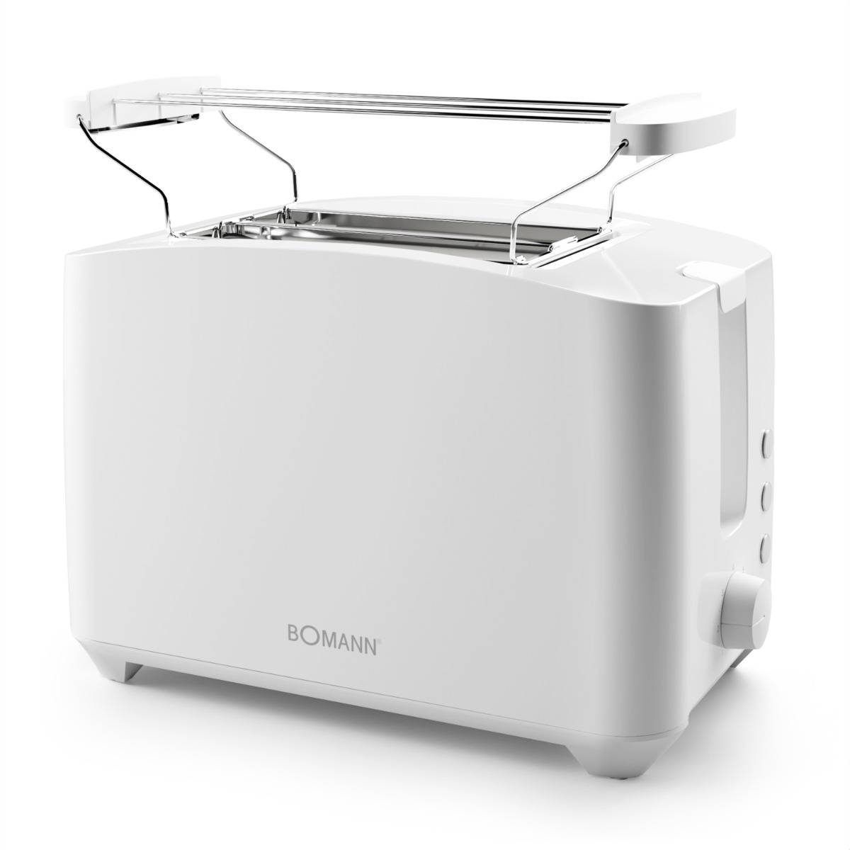 Bomann Toaster TA 6065 CB weiß, Cool Touch-Gehäuse, Brötchenaufsatz