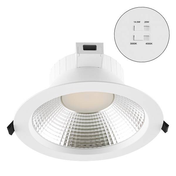 EVN LED-Deckeneinbaustrahler IP54 14,5/20W 3K-4K 2091-2735lm rund ws