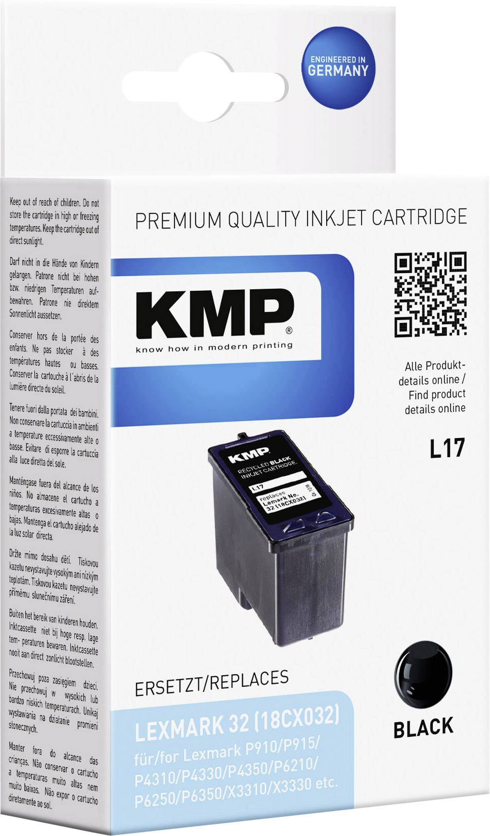 KMP Tinte ersetzt Lexmark 32 Kompatibel Schwarz L17 1018,4321