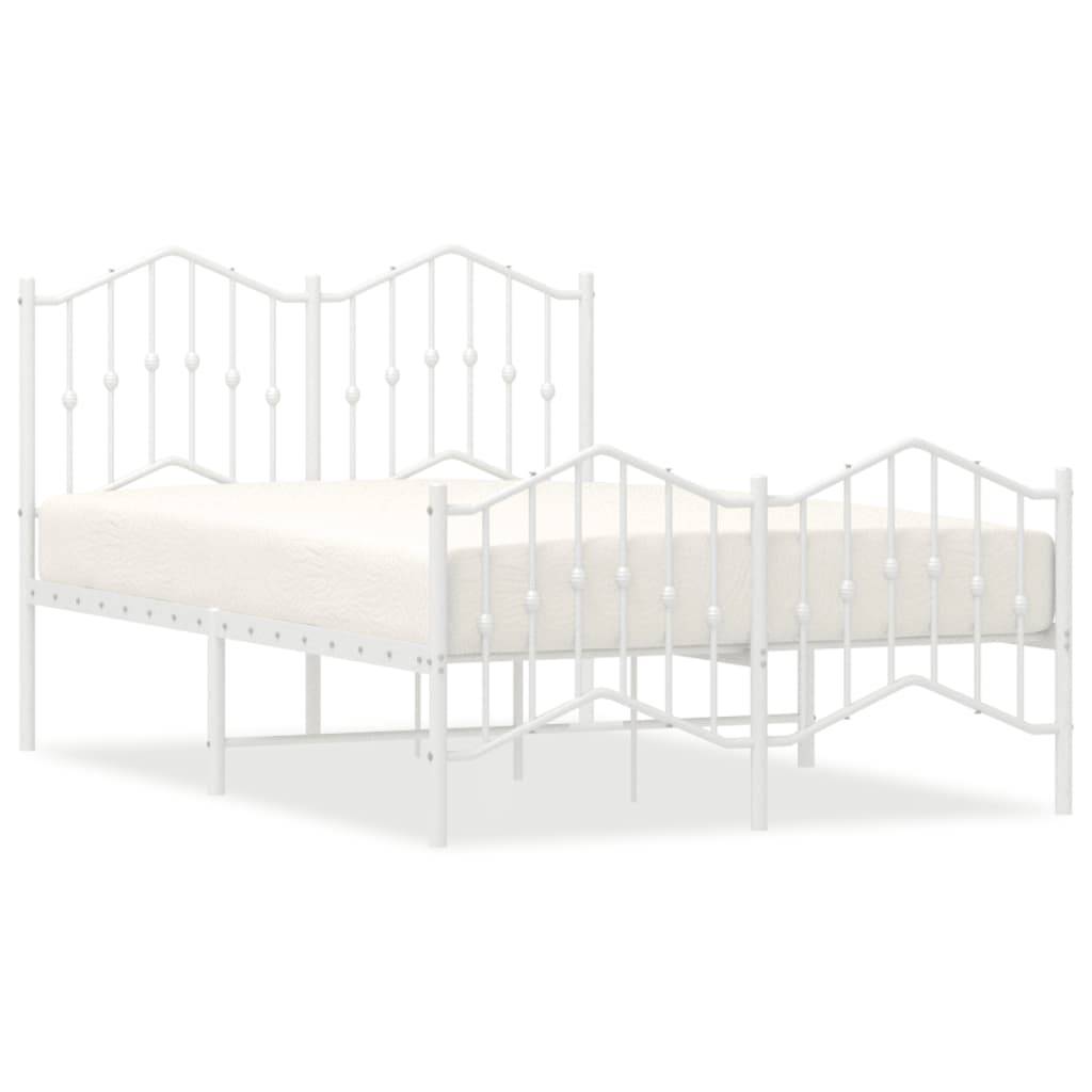 vidaXL Bettgestell mit Kopf- und Fußteil Metall Weiß 120x190 cm