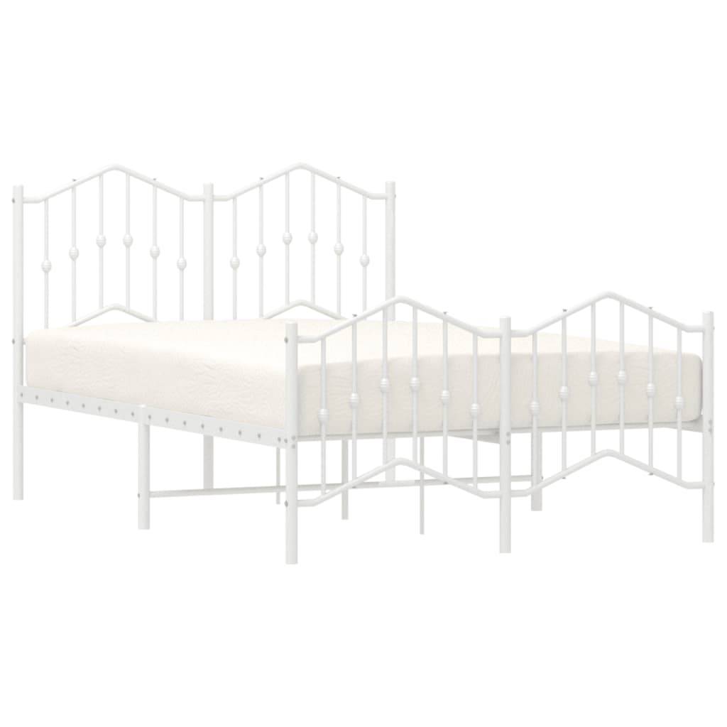 vidaXL Bettgestell mit Kopf- und Fußteil Metall Weiß 120x190 cm