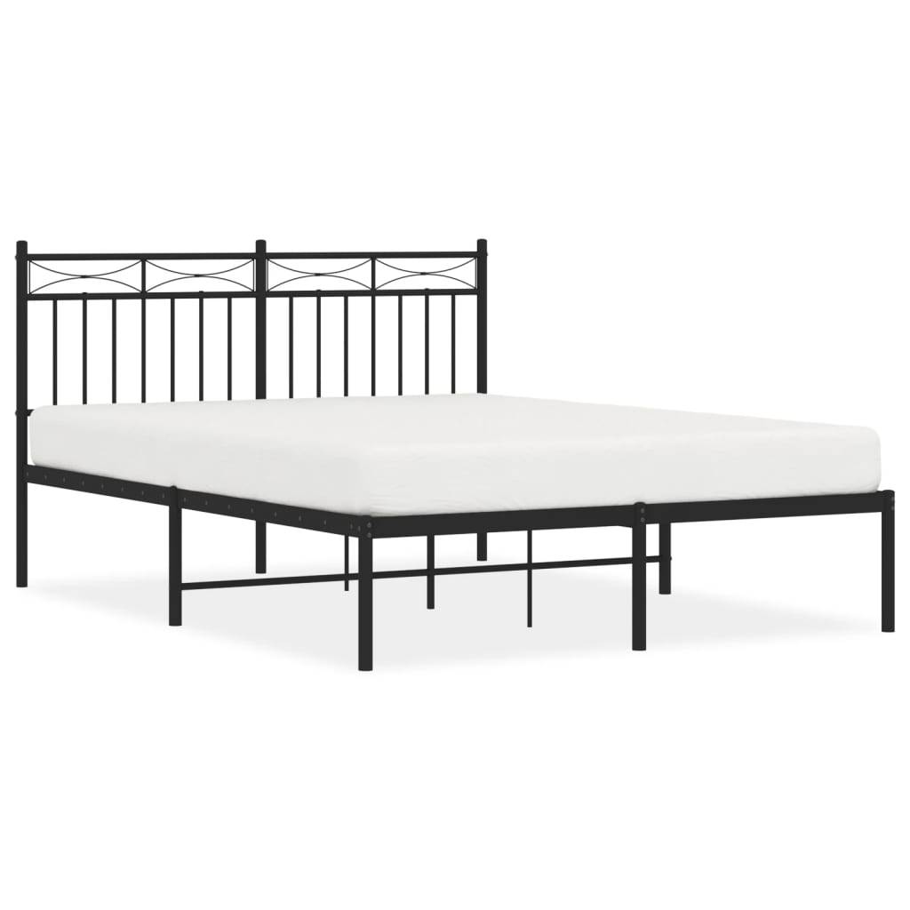 vidaXL Bettgestell mit Kopfteil Metall Schwarz 135x190 cm