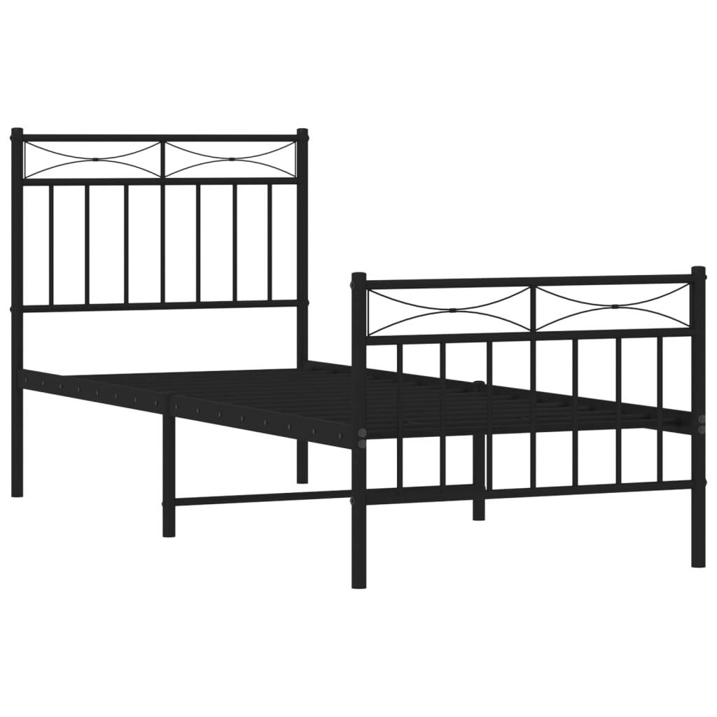 vidaXL Bettgestell mit Kopf- und Fußteil Metall Schwarz 80x200 cm