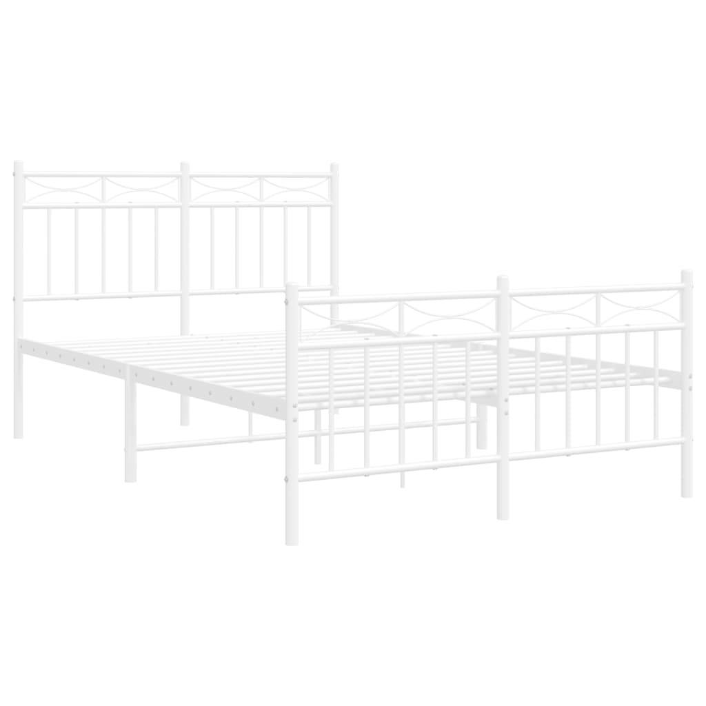 vidaXL Bettgestell mit Kopf- und Fußteil Metall Weiß 120x200 cm