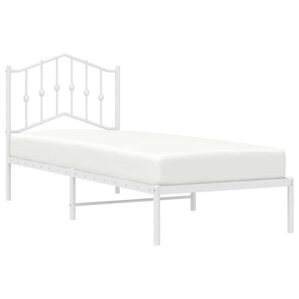 vidaXL Bettgestell mit Kopfteil Metall Weiß 90x190 cm