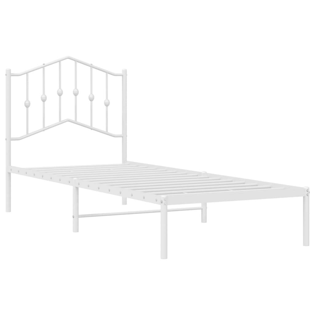 vidaXL Bettgestell mit Kopfteil Metall Weiß 90x190 cm