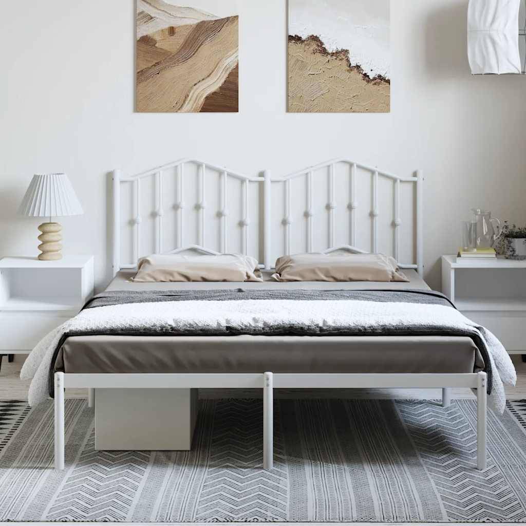 vidaXL Bettgestell mit Kopfteil Metall Weiß 150x200 cm