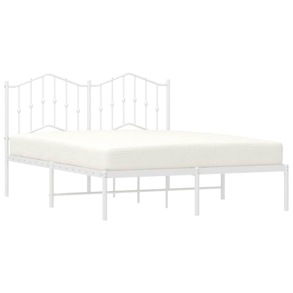 vidaXL Bettgestell mit Kopfteil Metall Weiß 150x200 cm