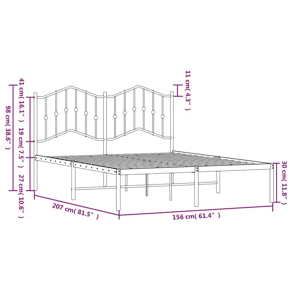vidaXL Bettgestell mit Kopfteil Metall Weiß 150x200 cm