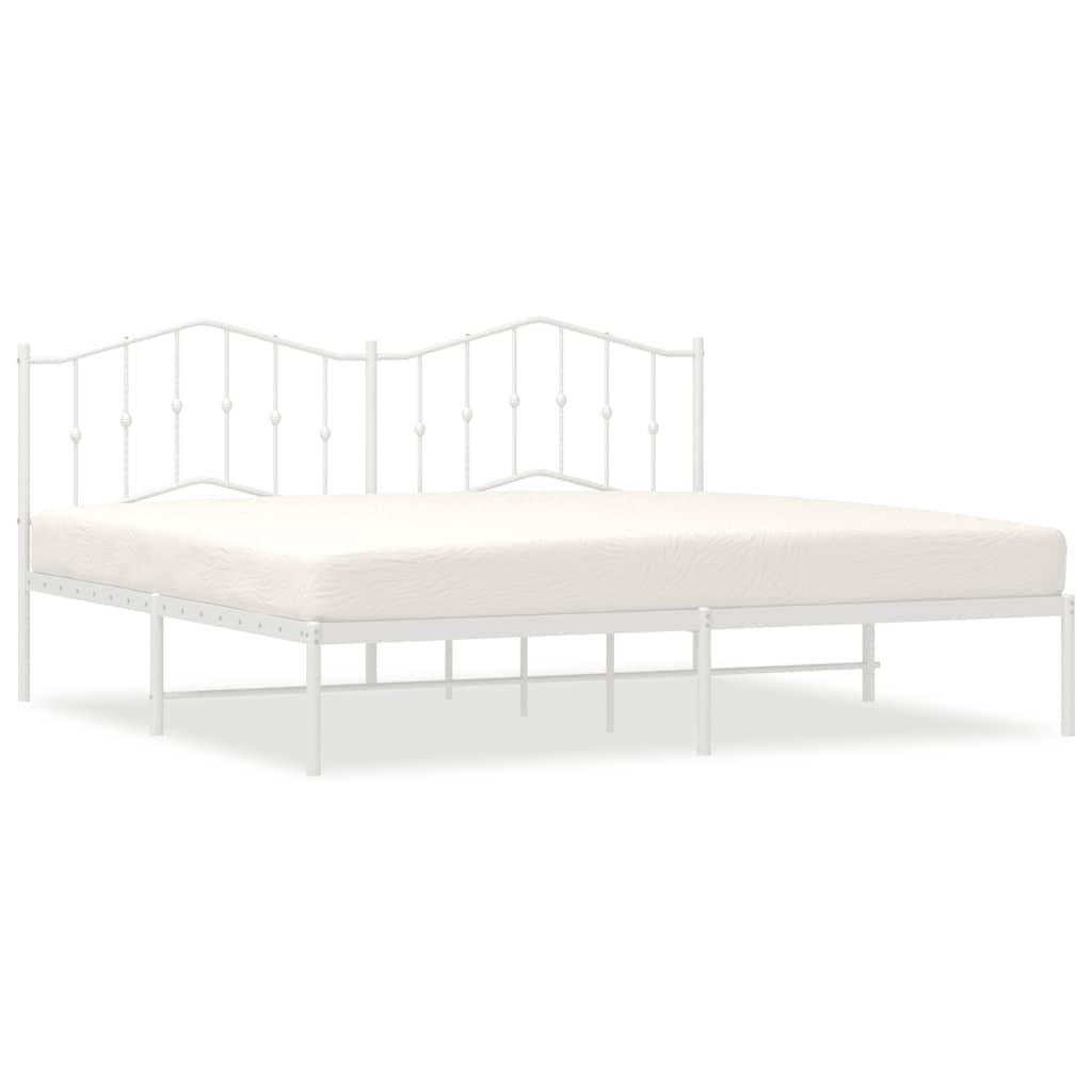 vidaXL Bettgestell mit Kopfteil Metall Weiß 193x203 cm