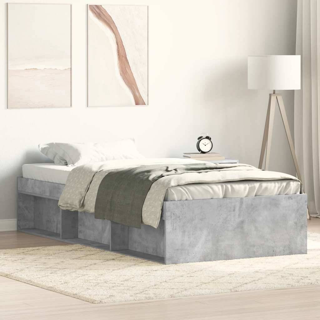 vidaXL Bettgestell Betongrau 100x200 cm