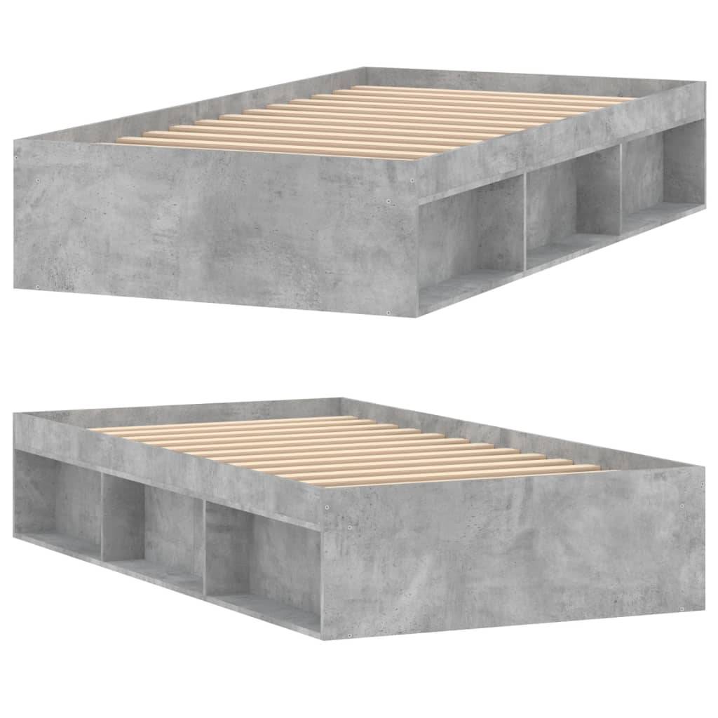 vidaXL Bettgestell Betongrau 100x200 cm