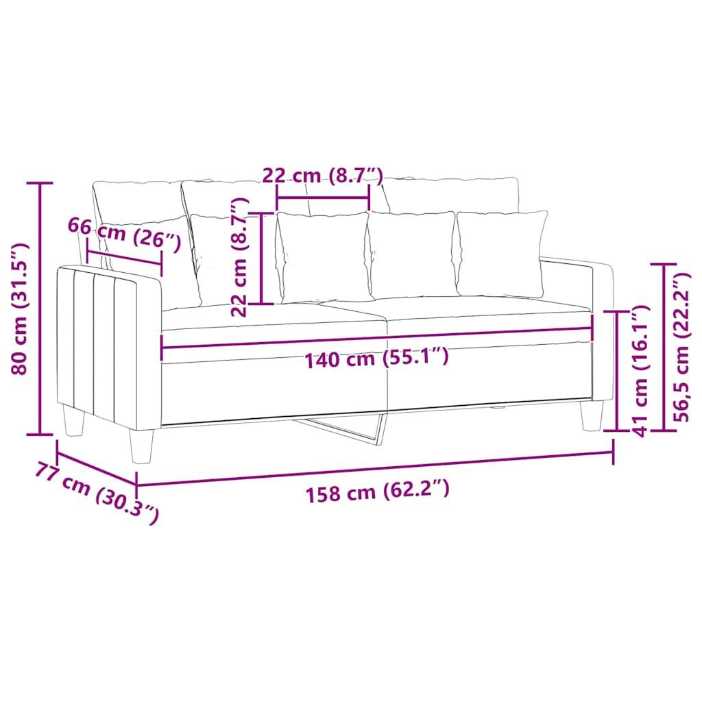 vidaXL 2-Sitzer-Sofa Schwarz 140 cm Stoff