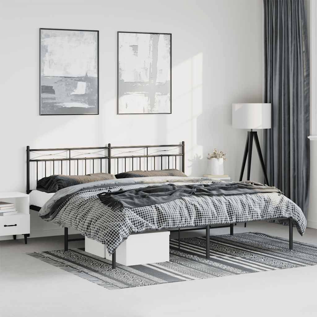 vidaXL Bettgestell mit Kopfteil Metall Schwarz 183x213 cm