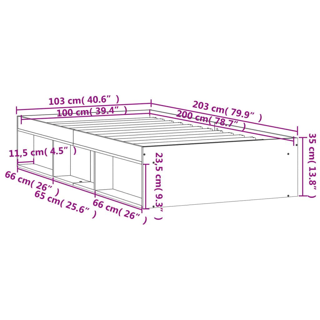 vidaXL Bettgestell Grau Sonoma 100x200 cm