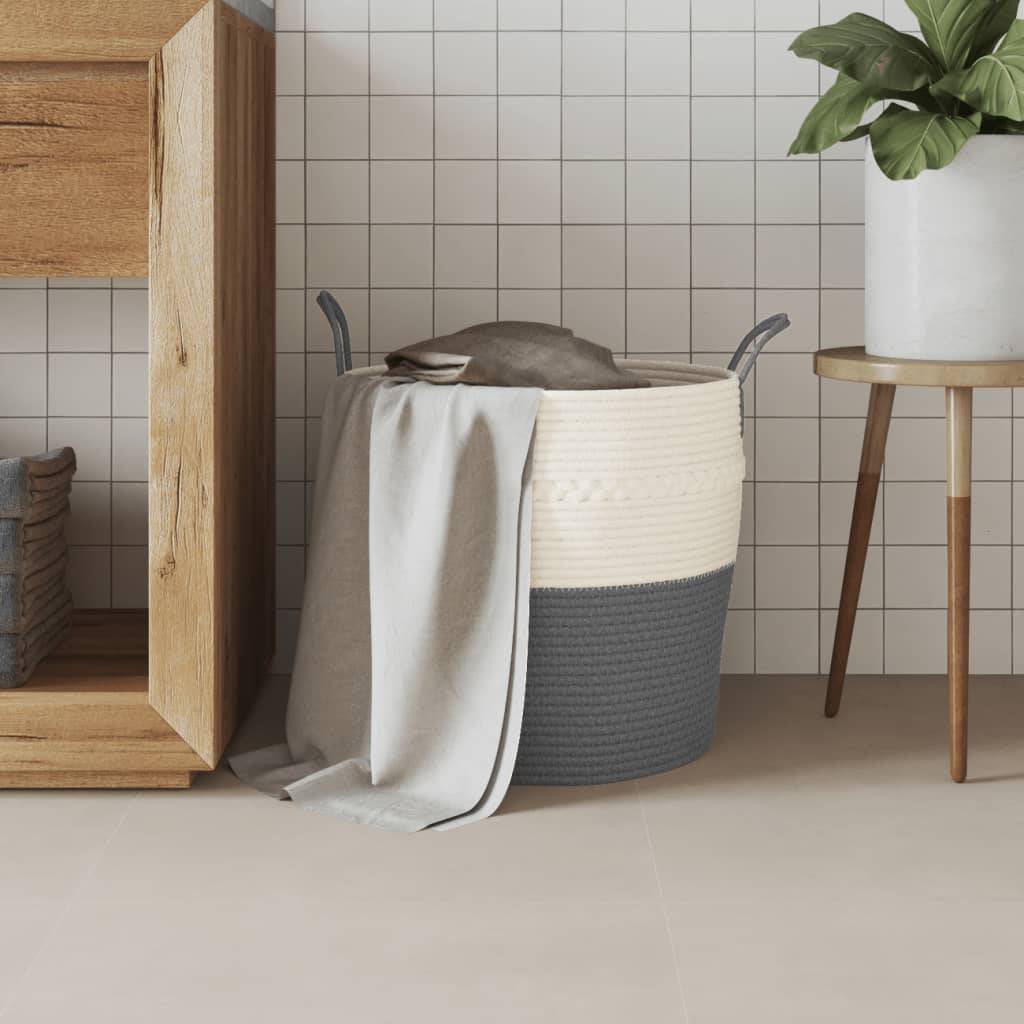 vidaXL Aufbewahrungskorb Grau und Weiß Ø43x38 cm Baumwolle