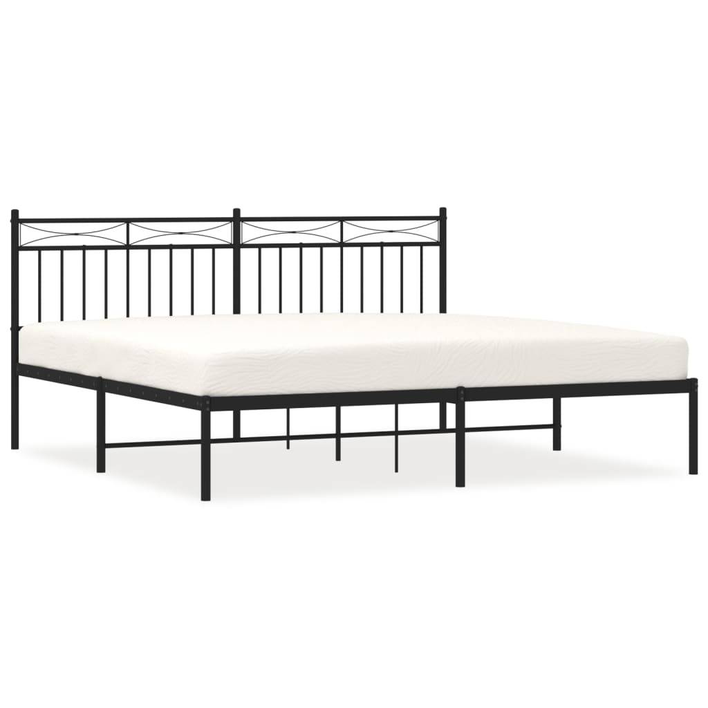 vidaXL Bettgestell mit Kopfteil Metall Schwarz 180x200 cm