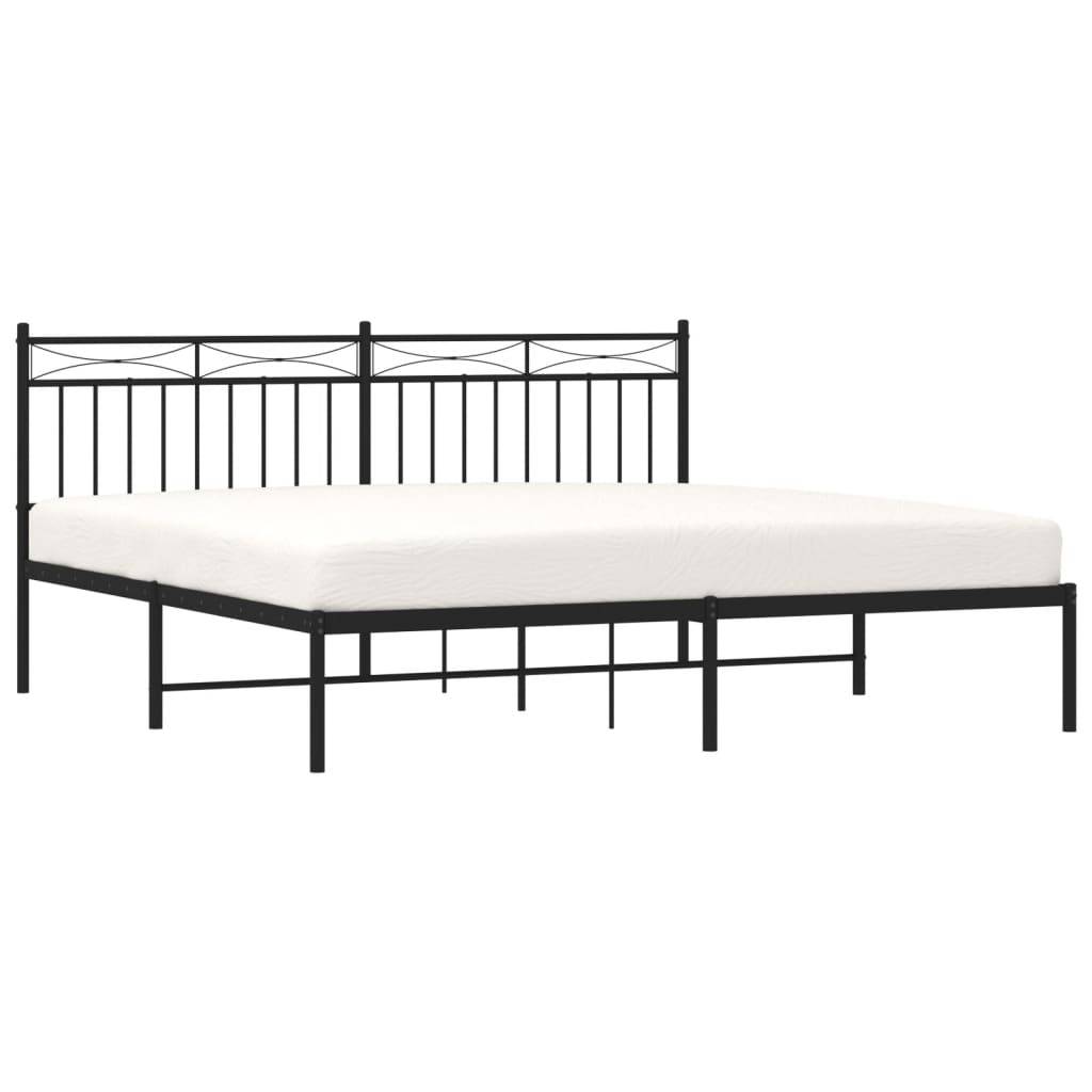 vidaXL Bettgestell mit Kopfteil Metall Schwarz 180x200 cm