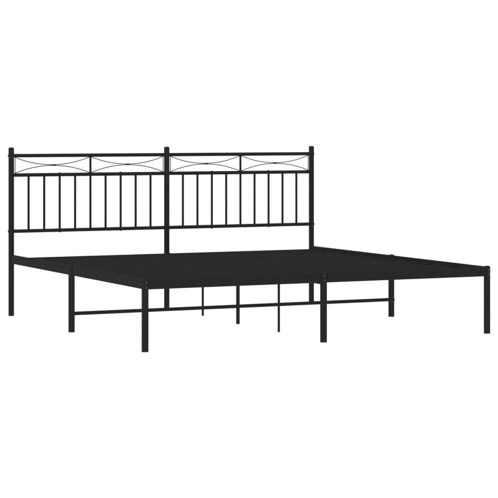 vidaXL Bettgestell mit Kopfteil Metall Schwarz 180x200 cm