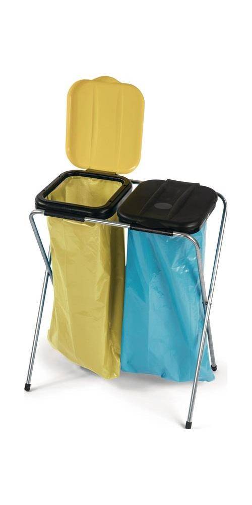 Abfallsamml. 2x120 l m.Deckel schw./gelb